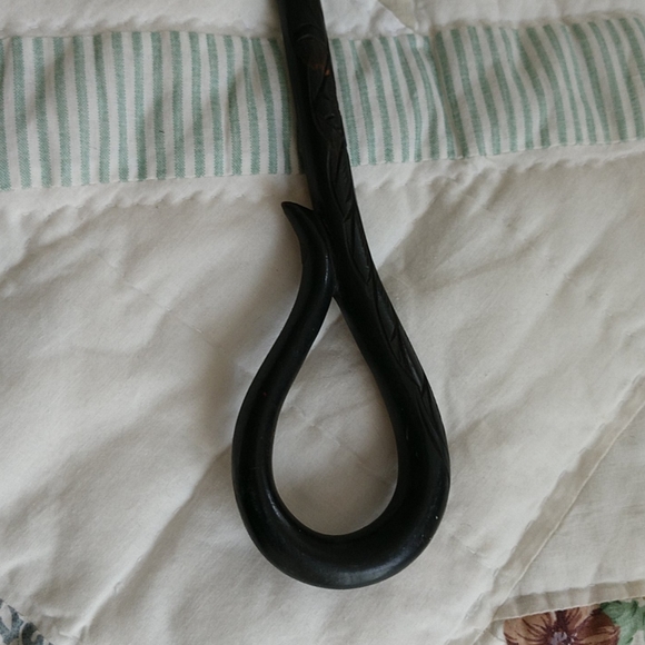 #35 COPY TRUE VICTORIAN EBONIZED SHEPHERD'S CROOK PARASOL - Picture 2 of 8